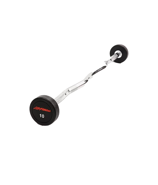 Life Fixed Straight /Curl Rubber Barbell